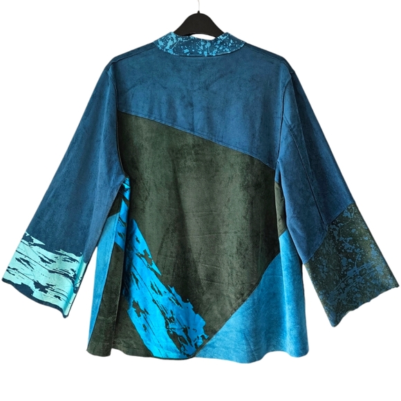 NWT Lemon Grass Peacock Hand Printed Jacket - Picture 2 of 12